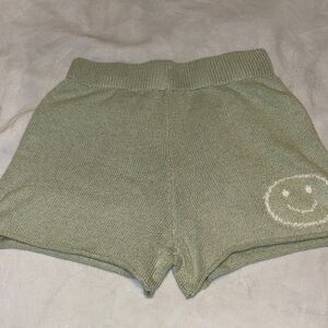Green Knit Women's Pajama Shorts